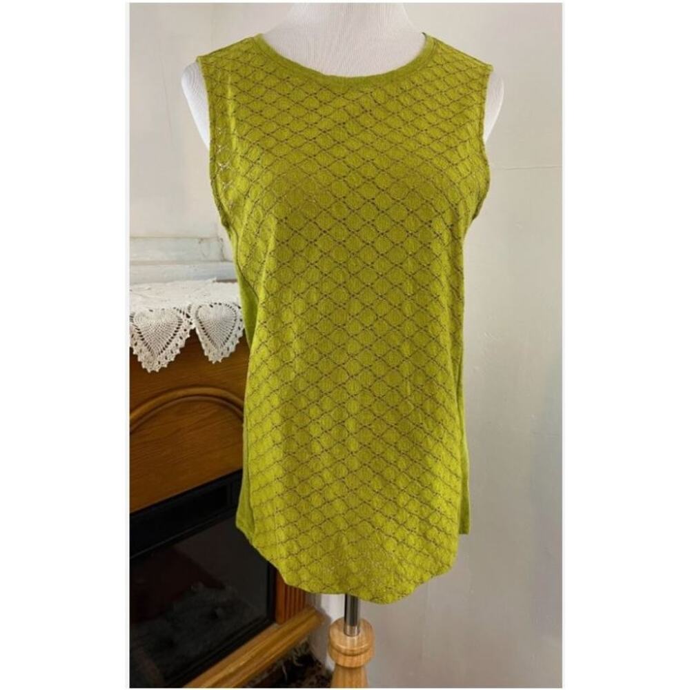 Anthropologie James Coviello Sleeveless Cotton/Linen Green Top - Size M